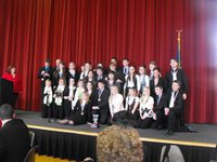 Image: State champions — Sky View’s “We the People” team on stage after receiving the award as state champions. Next the team will compete in nationals in Washington.