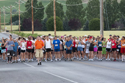 Image: Half marathon participants lined up and ready to go.