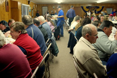Image: The Lion’s Club spaghetti dinner’s popularity is exhibited by a jam packed room.