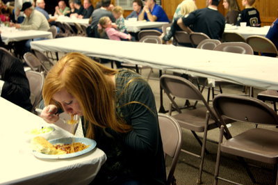 Image: The spaghetti dinner was a popular spot for teenagers, too.