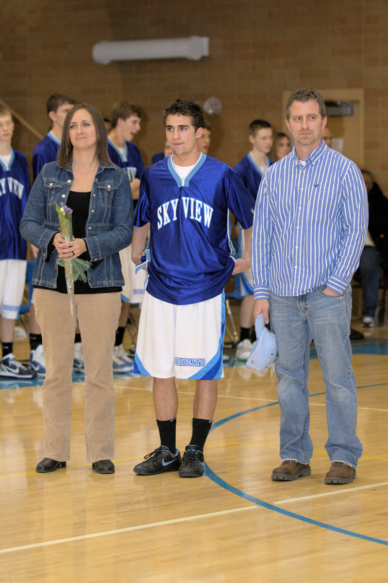 Image: Senior night with parents — Colton Arave (#13)