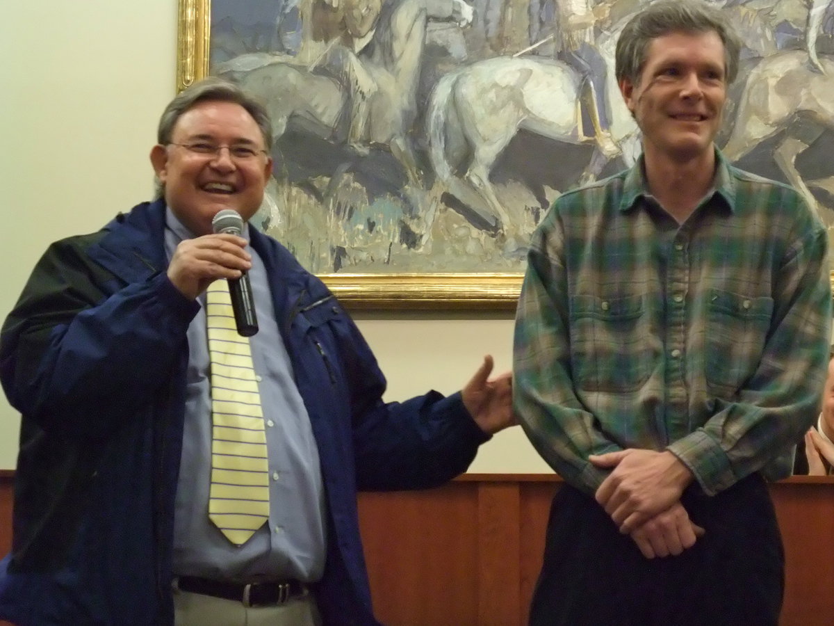 Image: Principal Michael Thompson presenting Jeff Strate with the North Cache Center Teacher of The Year