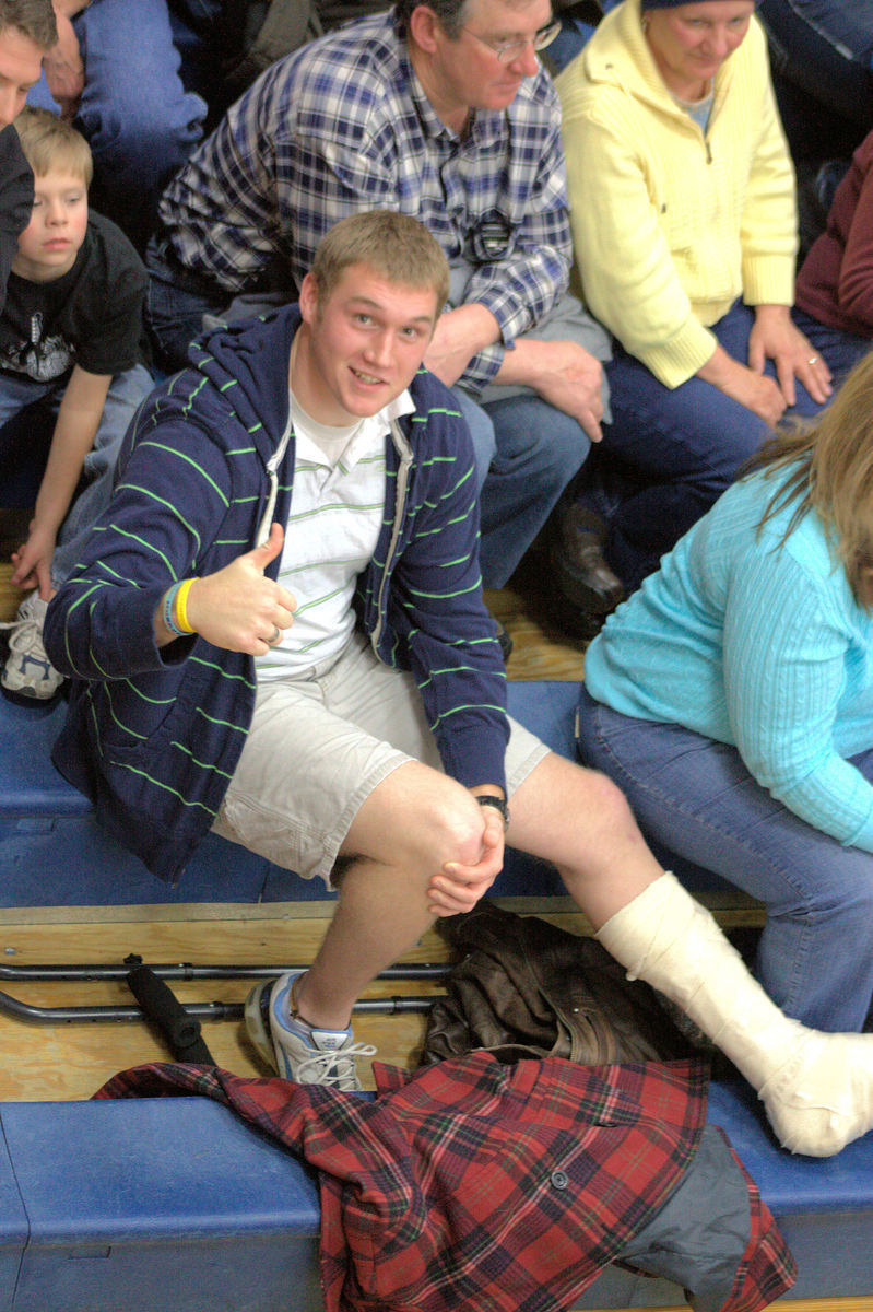 Image: Former Sky View football player and future Aggie, Eric Bernsten, on brief break from LDS Mission for some minor surgery to repair injury to foot