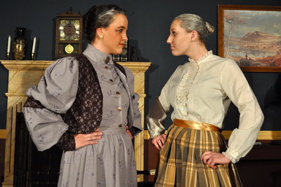 Image: Smith and Waughop — Mrs. Smith (Jamille Parks) and Mrs. Waughop (Megan Dent) go toe-to-toe.