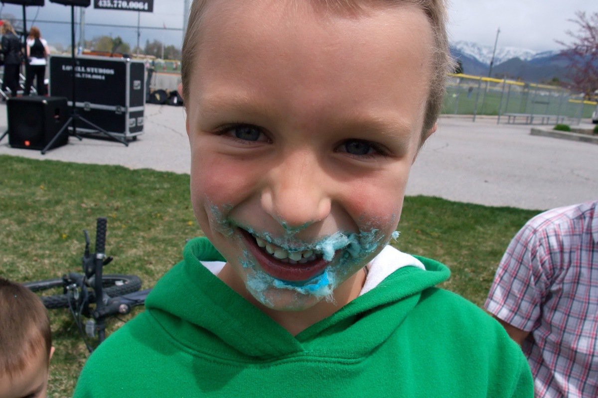 Image: Cotton candy — Maverick Christensen loving the blue cotton candy.