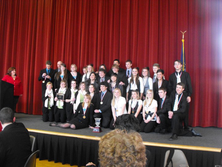 Image: State champions — Sky View’s “We the People” team on stage after receiving the award as state champions. Next the team will compete in nationals in Washington.