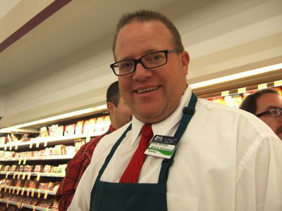 Image: Pete Krusi — Store director Pete Krusi plays host and master of ceremonies for games and activities.