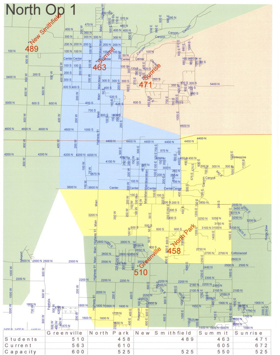 Image: North boundaries — Final boundaries for Summit, Sunrise, North Park, Greenville and the new Smithfield elementary schools.