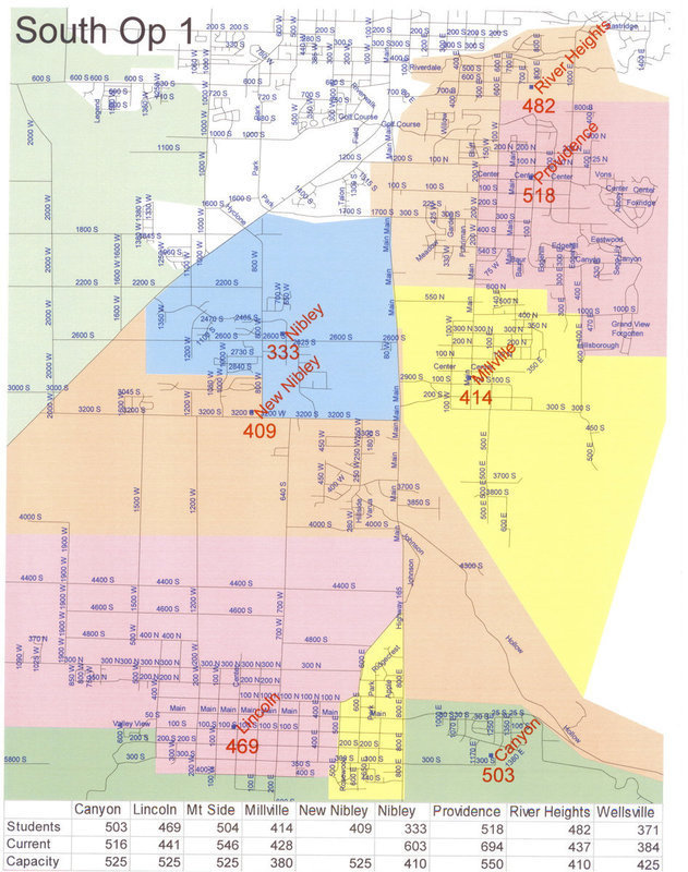 Image: South boundaries — Final boundaries for River Heights, Providence, Millville, Nibley, Lincoln, Canyon and the new Nibley elementary schools.