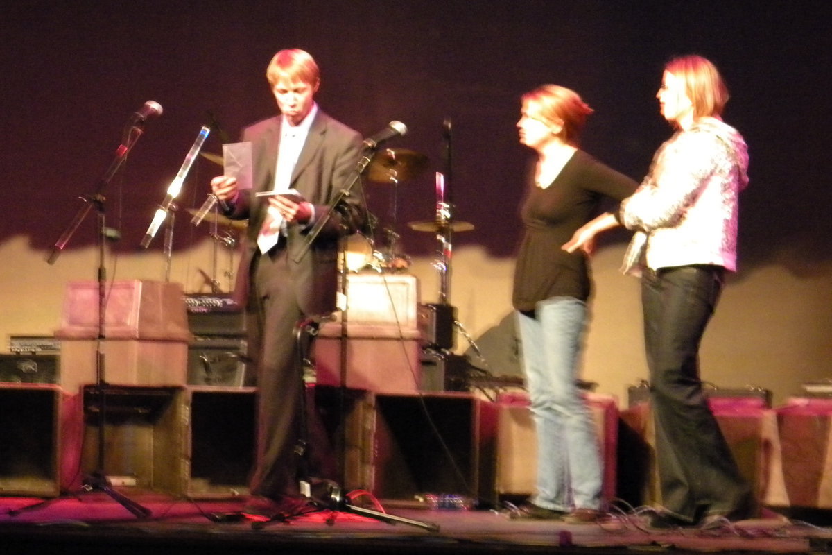 Image: Envelope please — Mr. Reeder, Joy Godwin and Kari VandeMerwe prepare to announce the winners