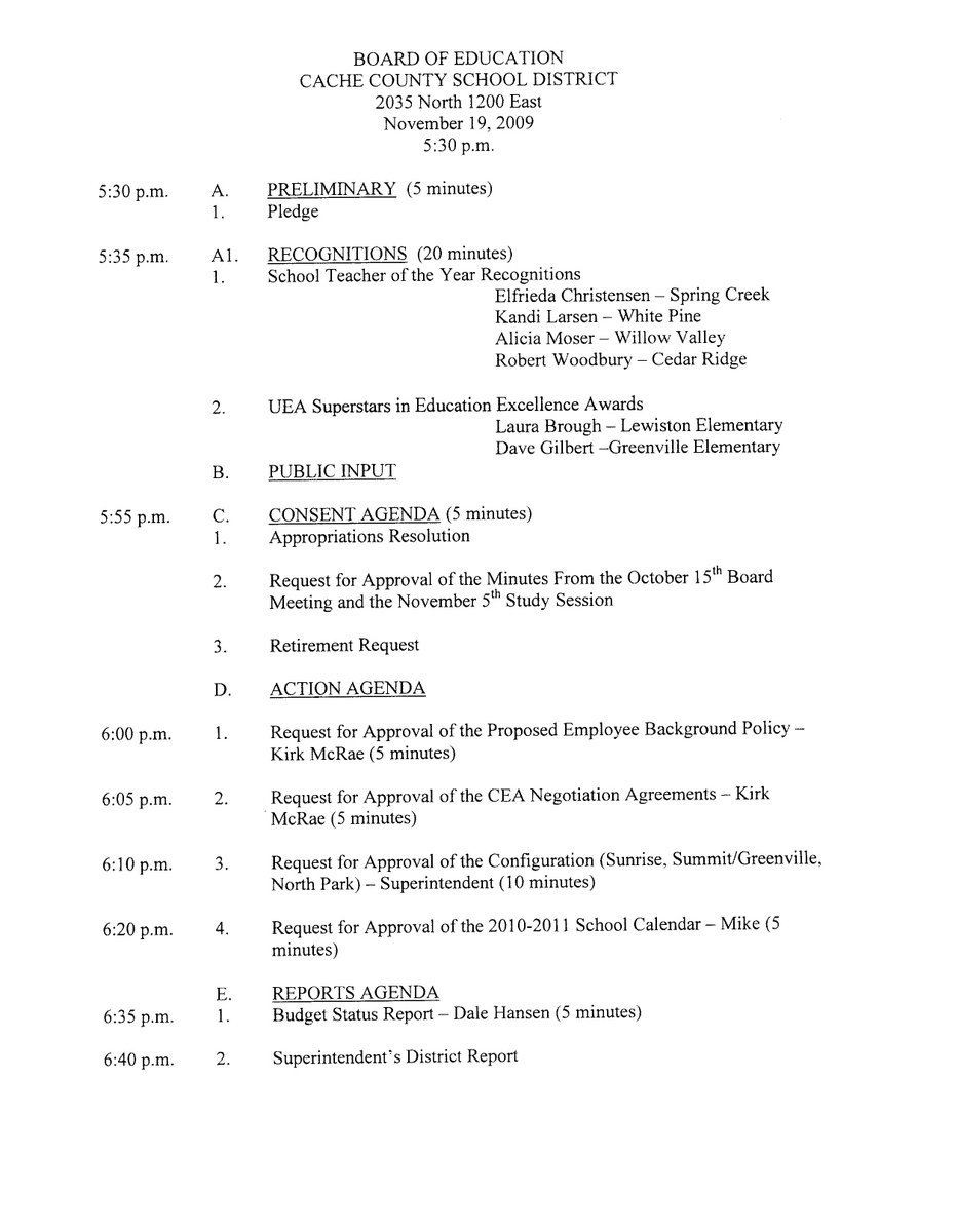 Image: Meeting agenda