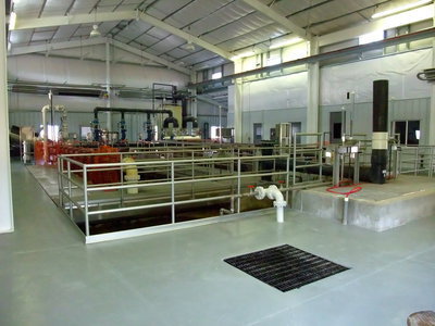 Image: Membrane bioreactor — After the wastewater is treated in the anaerobic treatment tanks it then enters the main facility and through the membrane bioreactor.