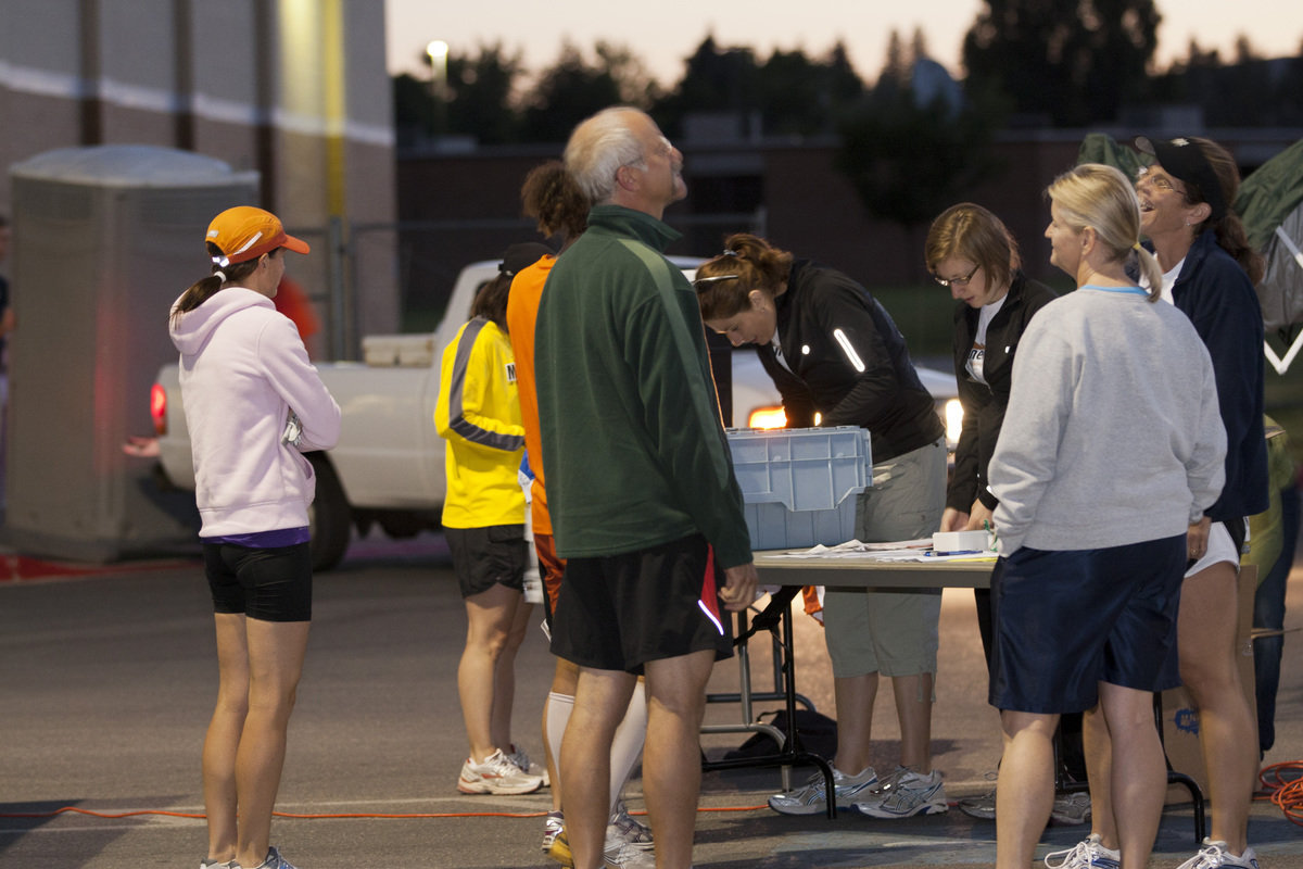 Image: Participants signing in in the early morning hours.