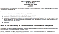 Image: Smithfield City Council agenda for August 17, 2011.