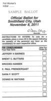 Image: Official ballot for Smithfield City, Utah for November 8, 2011