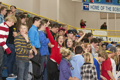 Image: Sky View Super Fans get fired up as the Bobcats start to pull away at the end of the game.