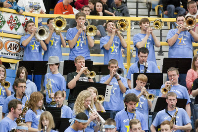 Image: The band  plays during a time out.