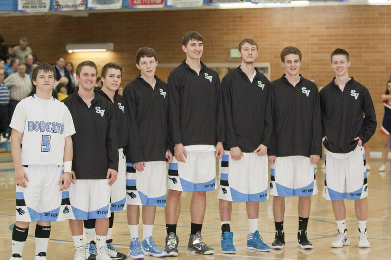 Image: Senior Night:  (Left to Right)
    Dallen Godfrey, Jason Oliverson, Riley Knowles, Braden Hellstern, Casey Oliverson,  John Dumetz,  Hayden Downs, Michael Berentzen.