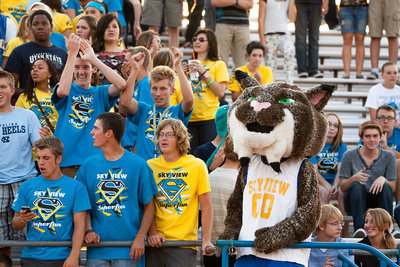 Image: Sky View super fans and Paws cheer on the Bobcats.